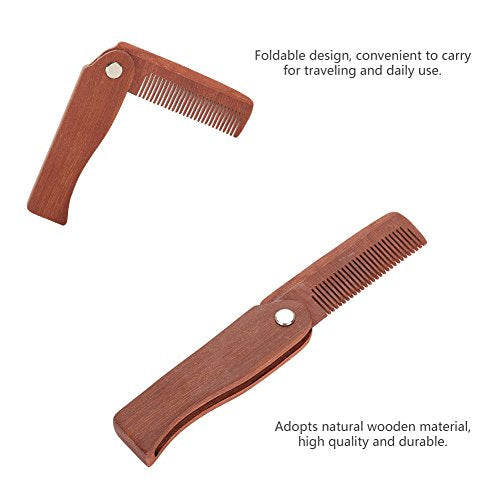 Opvouwbare Houten Comb, Natural Wood Hair Comb, Draagbare Baard Comb, Opvouwbare snorvormer Comb (10,5 x 3,2 x 1,5 cm), lichtgewicht en draagbaar, gemakkelijk te dragen 4