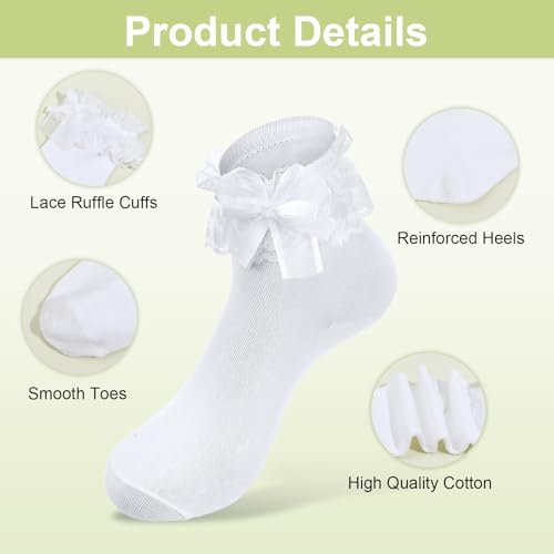 2 paar vrouwen ruches sokken wit en zwart Lace ruches enkelsokken katoen leuke prinses ruches sock voor meisjes peuter Frilly jurk 4