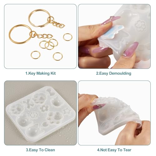 Set van 2 Siliconen Honden Paw Prints en Cat Nitter mallen met Open Ringen voor het maken van UV Epoxy Resin sieraden 4