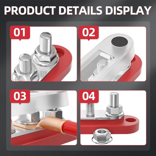 2Pcs M8 300A 12-48V Bus Bar Power Distributie Blok Automotive Marine Batterij Busbar Terminal Blok met Hoes 4