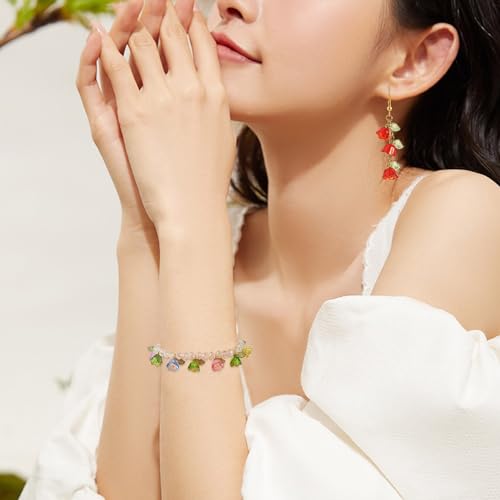 100 st Bloem Acryl Bedels Bloemen Blad Hangers Trompet Bell Flower Bangle Bedels met Bicone Glazen kralen voor DIY Ketting Oorbellen sieraden maken, Acryl 4