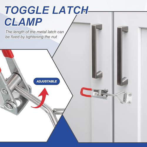 Toggle Latch Clamp 4001 Style, 4Scs Roestvrij staal verstelbare Klemmen Snel Release Roker trekken Hasp Latches 220lbs Bearing for Box Lid Jig, Zilver 4