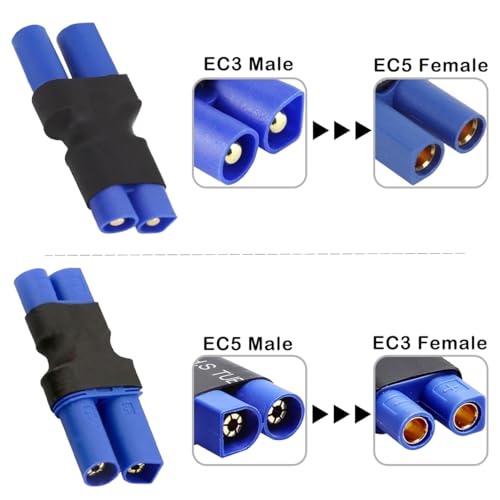 2 Pair EC3 naar EC5 Connector EC3 naar EC5 Man Vrouwelijke Connector Adapter zonder Draad RC LiPo Batterij Connector voor RC Lipo Batterij Connector Afstandsbediening vliegtuigen
