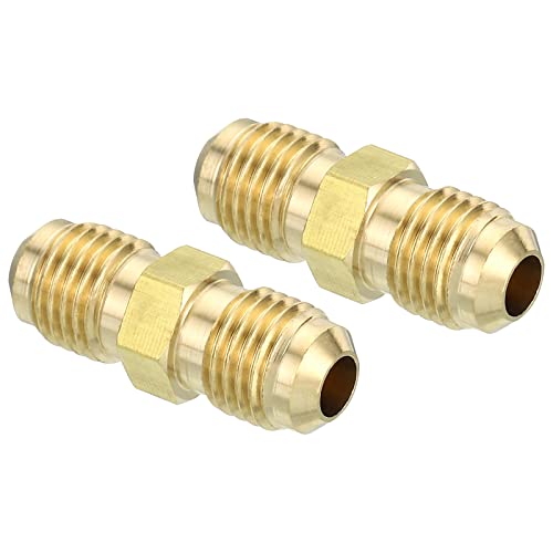 1/4" Man x 1/4" Man Messing Flare Union Connector, 2 st Gas Adapter Messing Buis Koppelende Pijp Past voor slangen Fitting