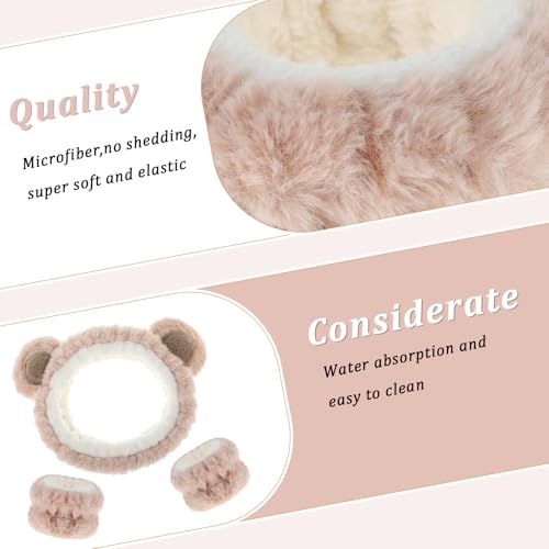 Haarband Cosmetics voor Make Up and Wash, Bear Elastische Gezicht Pols Wasband, Absorberende Make-up Verwijderaar Haar Band voor Meisjes Vrouwen Yoga Sport Skin Care Cosmetics Douche(A) 5
