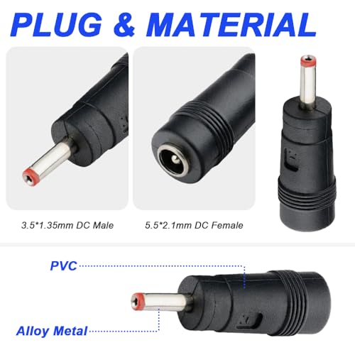 5.5 x 2.1mm Jack to 3.5 x 1.35mm Plug and DC Plug 3.5 x 1.35mm Socket 90 Degree Right Angle DC Plug (10 Pack) 5