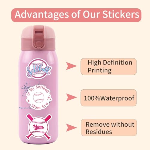 Softbalstickers voor jongeren en volwassenen, 50 stuks, softbal, vinyl stickers, set, auto, motorfiets, fiets, skateboard, snowboard, bagage, laptop, koffer, roer, motorfiets, computer