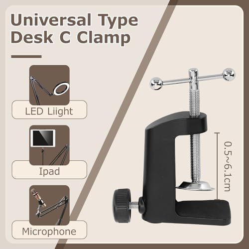 Bureau C Klem, 2.4 Inch 61mm Aluminium Bureau Tafelmontage C Klem met dubbele anti-slip pads, voor Microfoon Arm, bureaulamp basis