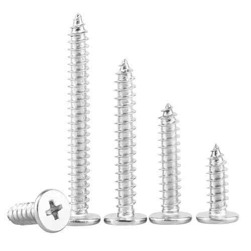 20 st. Dun zelftappende schroeven, kruiskop plat hoofd, 304 roestvrij staal, M6 x 20mm, houtschroeven voor reparaties