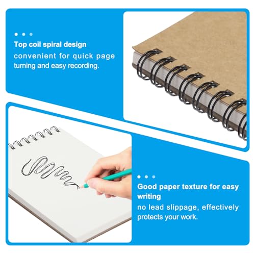 10 x 7 inch Top Spiral Bound Sketchbook, 1Stuks 30 Vellen 60 Pagina's 120GSM Retro Spiraal Sketchbook Notebook voor kunstenaar tekenen Schilderen Schrijven 3