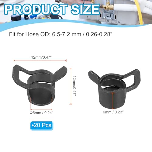 Spring Belt slangklemmen voor 6.5-7.2mm OD slang, 20st Siliconen Vacuüm Constante spanningsbanden Clips voor brandstoflijn, Siliconen luchtslang, Waterpijp, Zwart