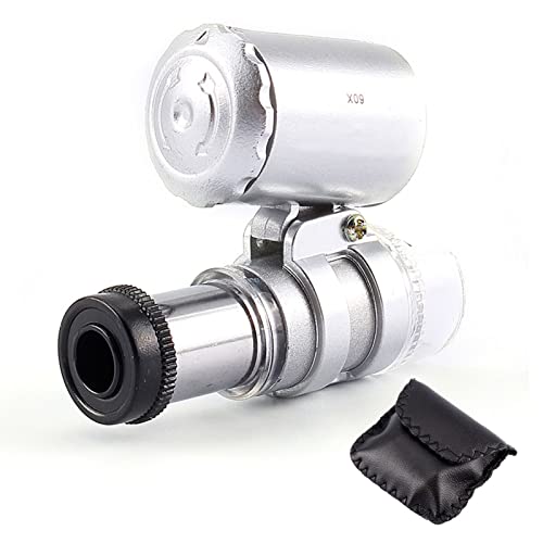Pocket Vergrootglas, Vergrootglas LED Categorie UV-licht Mini 60X Pocket Microscope Sieraden