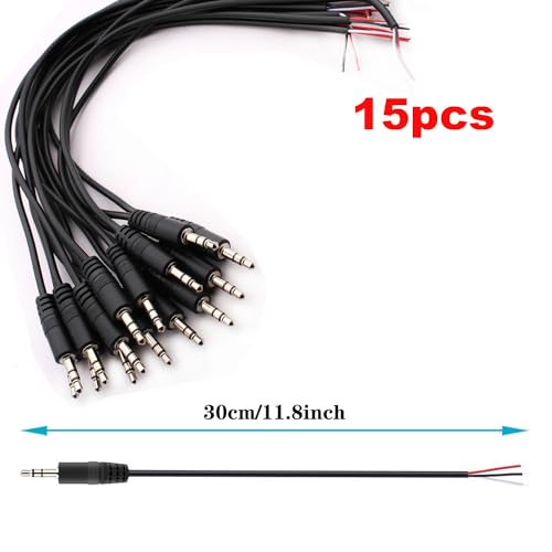 15st 3.5mm Jack Jack Plug 3.5mm TRS 3 Pole Audio Plug voor Solderen 3.5mm Mini Stereo Jack Kabel voor Reparatie Audio Hoofdtelefoon Kabels (30cm)
