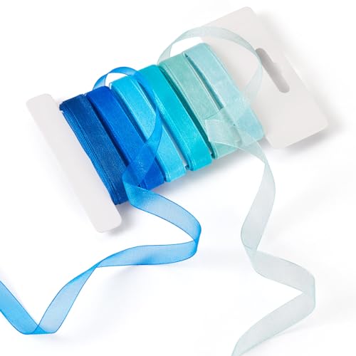 30 Yard Polyester Lint 6 Kleuren Sheer Organza Cadeauverpakking Ribbon Chiffon Lint voor DIY Crafts Boeket Bows Trouwfeest Home Decoraties, 3/8 Inch