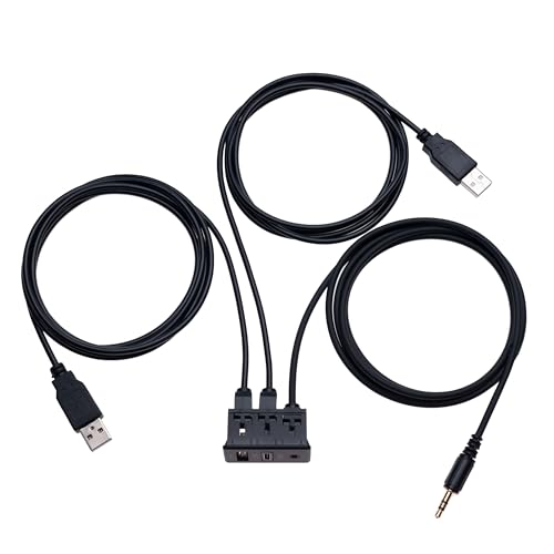 Auto Dashboard Flush Mount Type C USB AUX Aansluitpoort 1M Car Stereo Dubbele USB & AUX Plug Panel Uitbreiding Kabeladapter voor Auto Truck Boot Motorfiets Fiets Marine Voertuig Connector 1 Meter