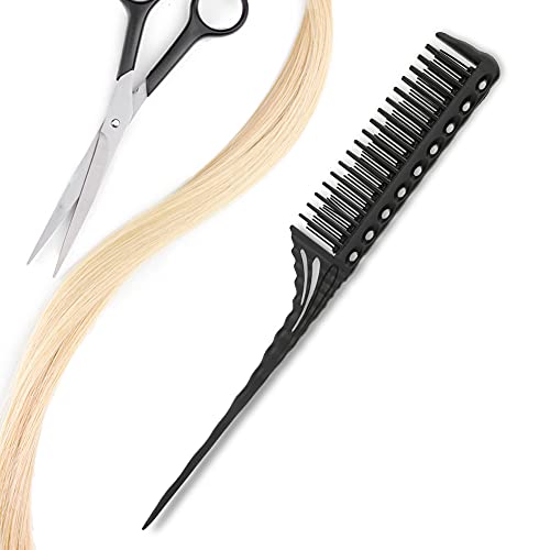 Tail Combs, Barber Comb, Black Hair Brush Rat Tail Lift Comb Professional Barber Comb Hair Salon (zwart) 4