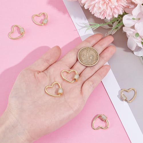 6 st Schroef karabijnhaak slot bedeltjes, hart slot klemmen messing micro Pave Cubic Zirconia karabijnhaak slot voor DIY ketting handtassen sleutelhangers sieraden maken 3