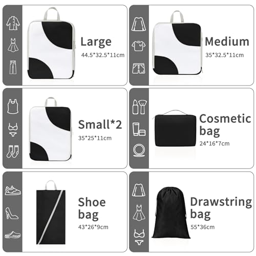 Verpakking Kubussen voor koffers - 7 stuks Compressie Verpakking Cubes Reizen Bagage Organizers Bag - Waterdichte Reis Koffer Organisator Tassen voor kleding Schoenen Cosmetics Toiletartikelen 5