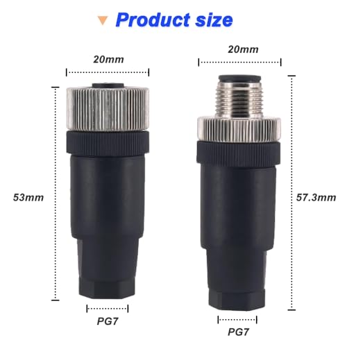 4 Pin M12 Buspaneel Luchtvaart Wire Connector, 12mm Mannelijke en Vrouwelijke Industriële Panel Back Mount Connector met Buiten Waterdicht IP67 (8PCS)