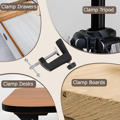 Bureau C Klem, 2.4 Inch 61mm Aluminium Bureau Tafelmontage C Klem met dubbele anti-slip pads, voor Microfoon Arm, bureaulamp basis 4