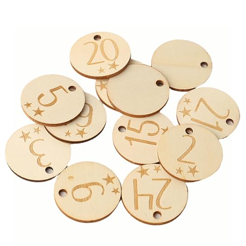 2SETS Adventskalender, Cijfers, hout, 1-24 stuks, met cijfers, hout, Kerstmis, (natuurlijk) 4