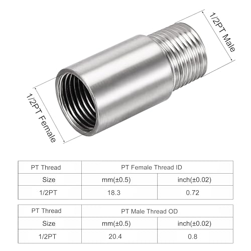 2Pcs Douchekop uitbreiding arm, 50mm Douche arm Extender, 1/2 PT roestvrij staal handheld douchepijp hoofd uitbreiding Ronde Pijp voor badkamer accessoire 3