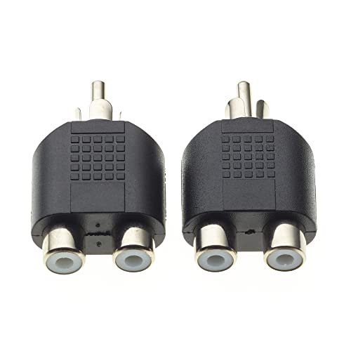 RCA Plug Phono Splitter Joiner Adapter 2 x RCA Sockets, Pack of 2 3