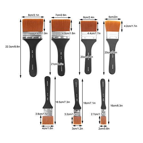 7st Artist Flat Paint Brush voor Gesso, Varnish, Acryl Schilderijen, Olieverf, Aquarel, Hout, Muur, Meubilair Brush Cleaner