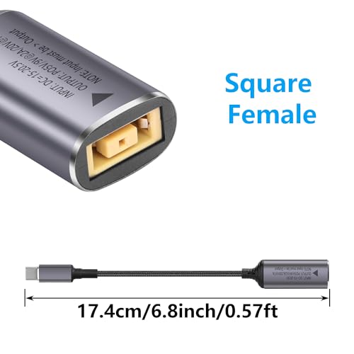 PD 140W Slim Tip naar USB C Kabel Vierkante vrouwelijke invoer naar type C Man Power Kabel met PD Automatic Identification Chip, voor telefoons, tabletten, laptops (Square) 3
