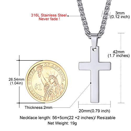 sieraden kruis hanger ketting, roestvrij staal/18K Goud / zwart Christelijke sieraden, doop kerk geschenk, kan aangepaste gravure