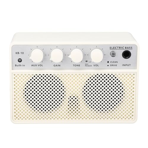 MINI BASS AMP 10W Draagbare oplaadbare elektrische basversterker, Stijlvolle praktijkversterker met Dual Channel, Deep Bass Tone Draadloze BT AUX Input, hoofd