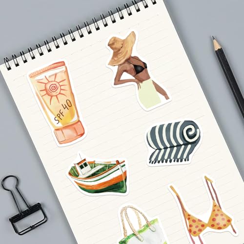 Esthetiek in de zomer, stickers voor jongeren en volwassenen, 50 stuks, zomer, esthetische vinyl stickerset, auto, motorfiets, fiets, skateboard, snowboard, bagage, laptop, koffer, helm, motorfiets
