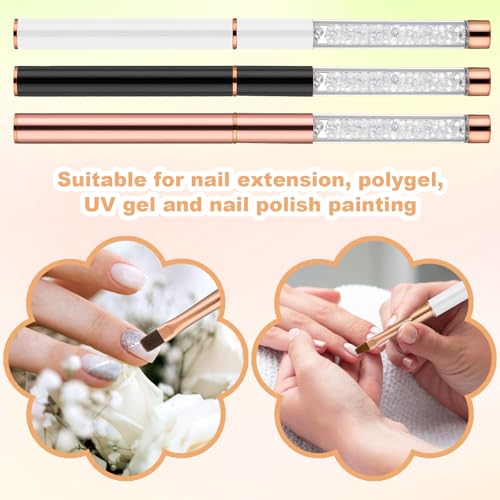 3 stuks Nagelgelborstel Nagelborstel Nagelborstel Nagel Accessoires UV-Rijnsteen Handle Gel Nail Art Penseel Schilderen Brush Gereedschap Nail Art Liner Gestippelde Pen Cadeau