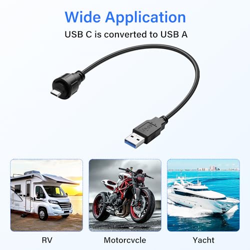 USB3.0 naar USB C Kabel USB C Man naar USB A 3.0 Man Tweeweg Transmissie Oplaadadapter met Threaded Vaste, 30cm/11.8in 5