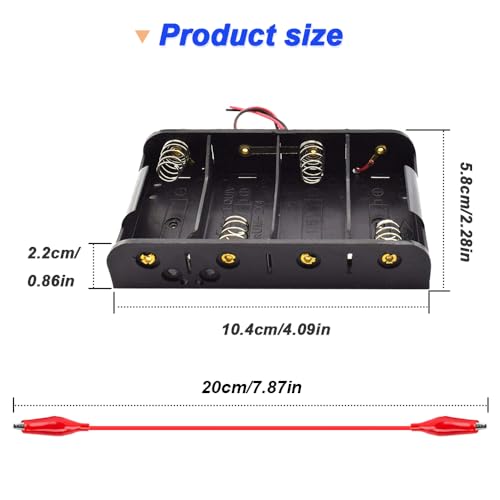 6 x 4 Slots Dubbele Draad Batterijhouder 6V D Maat met 20 Crocodile Clips 3