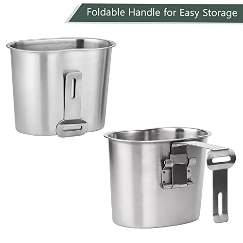 1000Ml, 600Ml Stainless Steel Military Canteen Cup Set met deksel zak, Inclusief Kantine en Beker, Duurzame Ketting Lid, voor Camping, Wandelen, Backpacking 5