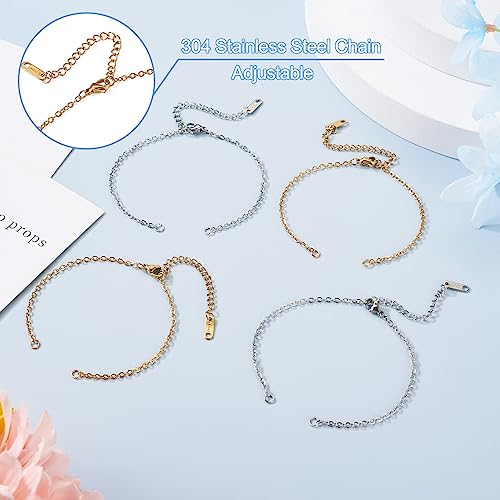 8 st Verstelbare armband 304 RVS Link ketting armband goud zilver Gedraaide ketting armband met Extender ketting voor sieraden maken 3