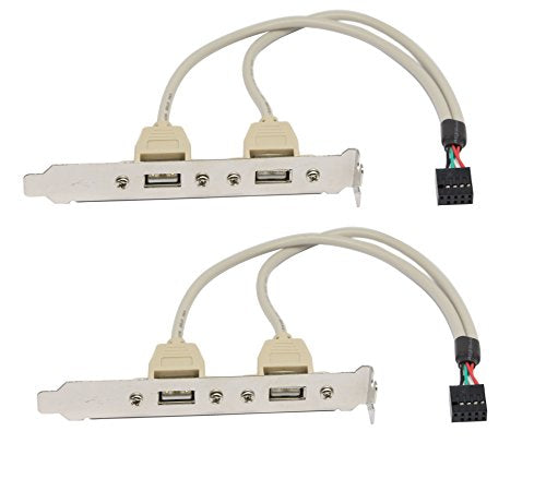 2 poorten USB 2.0 Verlengstuk achterpaneelhouder naar IDC Moederbord 9 Pin USB Kabelhostadapter 2-pack