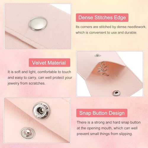 3x7 Inch sieraden zakje, 8 Pack fluwelen zakjes Snap knop draagbare opslagzak voor oorbellen armbanden ketting ringen horloge, roze 3