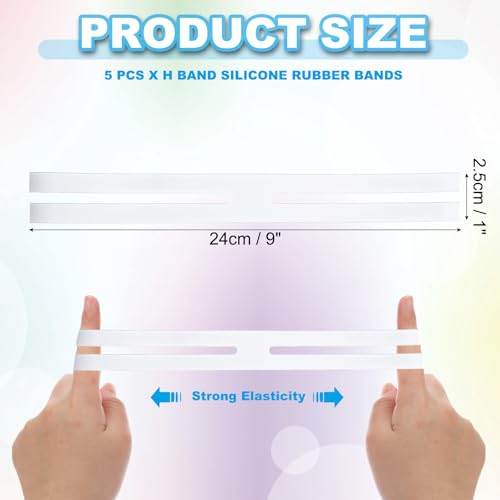 9 Inch H Band Siliconen Rubber Bands, 5 stuks Sterke Elastische Siliconen Bands Rubber Wrap Bands voor Boeken Camera's Art Cooking Wrapping Oefenzak Wraps, Wit