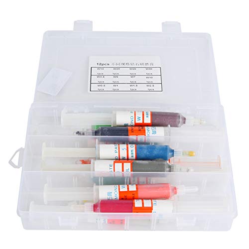 12-delige polijstpasta, diamantpolijstpasta, voor het uiteindelijk polijsten van juwelen en metaal, met opbergdoos