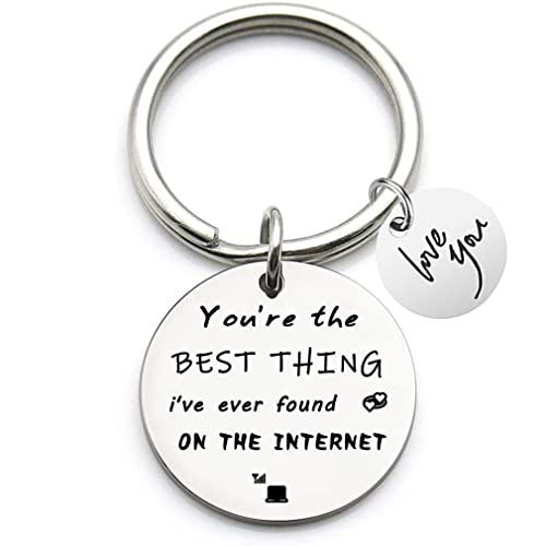 Leuke cadeaus sleutelhanger voor vriend vriendin echtgenoot vrouw vrouw tiener jongens meisjes online vergadering verjaardag verjaardag verjaardag cadeau, zilver, M, siliver