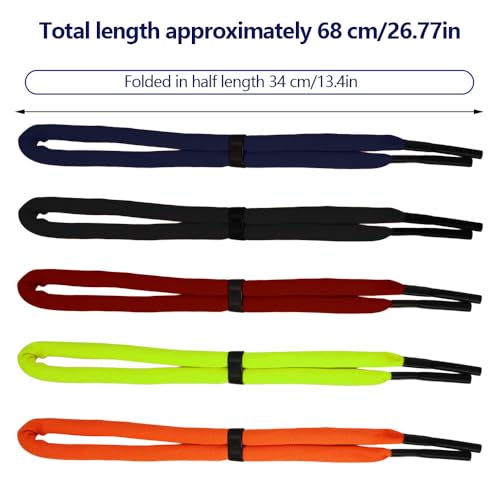 5Stuks Praktische Elastische Neopreen Eyeglass Riemen, Multicolor Universele Drijvende Premium Sportglazen Strap, Verstelbare Anti-Slip Sport Zonnebrillen Riem, Anti-Loss Oogbrillen Riem voor Watersport