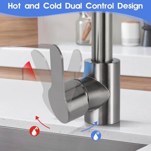 Keuken Faucet, Koper Waterval Keuken Faucet, 3 Watermodi Keuken Mixer Tap, 360 graden draaibare keuken Aanrecht Faucet, Enkelhandvat Watertap 31 X 14 X 19 cm (GRAY) 4