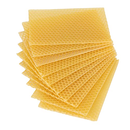 10 stuks bijenwasvellen, bijenwas honingraatvellen Wax Foundation Bijenkorf voor het maken van kaarsen, Wax Foundation for Bee Frames (5.1 Inch X 3,5 Inch)