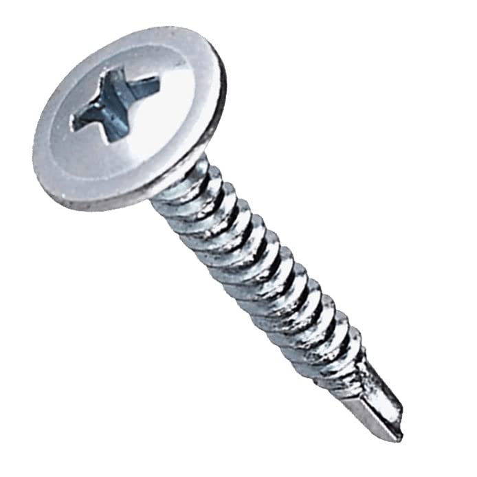 4.2mm X 13mm Flange Head Phillips Zelfboren Schroeven, Modified Truss Head Gegalvaniseerde stalen schroeven, Fine Thread, Pan Head Pozi Schroeven voor plaatstaal, Plasterboard en hout (50 st.)