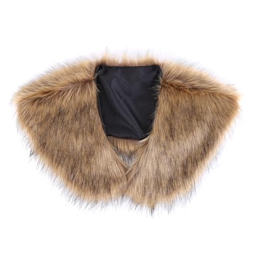 Viking Faux Fur Sjaal voor mannen, Viking Faux Fur Wrap Faux Fur Collar voor Viking Queen kostuum, Viking Collar Shawl gestolen Viking Fur Shoulder Fur Middeleeuws, Natuurlijke / Type 3, One size
