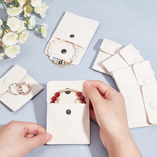 12 fluwelen sieraden tassen met snap stud, fluwelen sieraden opslag tassen Off White Luxe snoep sieraden cadeau ketting armband verpakking 7 x 7 cm 3