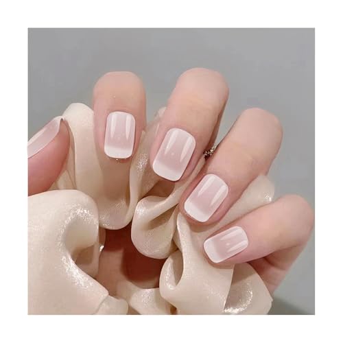 Verpakking van 24 Valse Nagels Korte kunstmatige Nagels voor Sticking Square Roze Nade Roze Kleur Kleur Kleur Kleur Grient Wit Volledige Cover Valse Nagels Korte voor vrouwen en meisjes 5