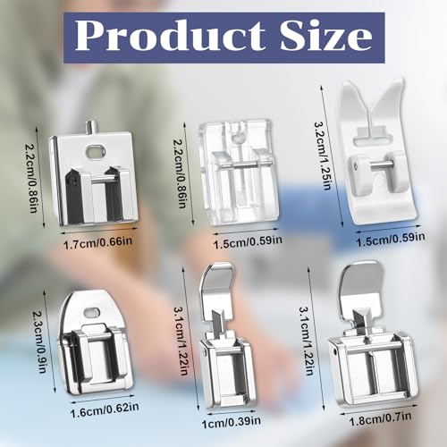 Pak van 6 naaiaccessoires, multifunctionele naaivoet, naaimachine accessoires, zomen voet, huishoudelijke accessoires, set, naaivoeten, naaimachine voeten, roestvrij staal, voor